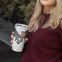 Custom Rugby Fiji Tumbler Cup Fijian Masi Tribal Sporty Style White Color LT03 - Polynesian Pride