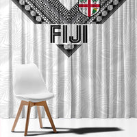 Rugby Fiji Window Curtain Fijian Masi Tribal Sporty Style White Color LT03 - Polynesian Pride