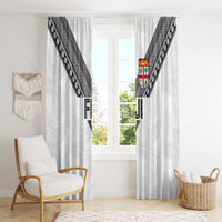 Rugby Fiji Window Curtain Fijian Masi Tribal Sporty Style White Color LT03 - Polynesian Pride