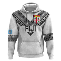 Custom Rugby Fiji Zip Hoodie Fijian Masi Tribal Sporty Style White Color LT03 Pullover Hoodie White - Polynesian Pride