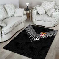 Rugby Fiji Area Rug Fijian Masi Tribal Sporty Style Black Color LT03 - Polynesian Pride