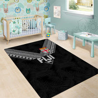 Rugby Fiji Area Rug Fijian Masi Tribal Sporty Style Black Color LT03 - Polynesian Pride