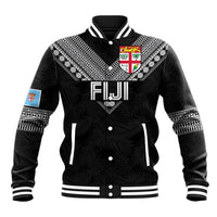 Custom Rugby Fiji Baseball Jacket Fijian Masi Tribal Sporty Style Black Color - Polynesian Pride