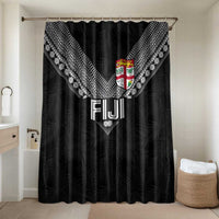 Rugby Fiji Bathroom Set Fijian Masi Tribal Sporty Style Black Color LT03 Shower Curtain Only Black - Polynesian Pride
