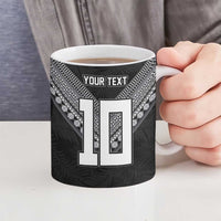 Custom Rugby Fiji Ceramic Mug Fijian Masi Tribal Sporty Style Black Color LT03 - Polynesian Pride