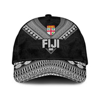 Rugby Fiji Classic Cap Fijian Masi Tribal Sporty Style Black Color LT03 Universal Fit Black - Polynesian Pride