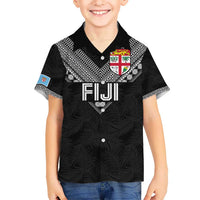 Custom Rugby Fiji Hawaiian Shirt Fijian Masi Tribal Sporty Style Black Color LT03 - Polynesian Pride
