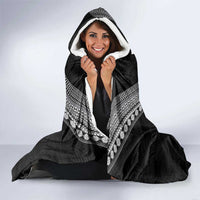 Rugby Fiji Hooded Blanket Fijian Masi Tribal Sporty Style Black Color LT03 - Polynesian Pride