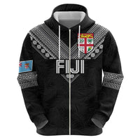 Custom Rugby Fiji Hoodie Fijian Masi Tribal Sporty Style Black Color LT03 - Polynesian Pride