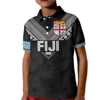 Custom Rugby Fiji Kid Polo Shirt Fijian Masi Tribal Sporty Style Black Color LT03 Kid Black - Polynesian Pride