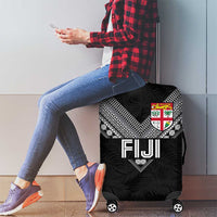 Rugby Fiji Luggage Cover Fijian Masi Tribal Sporty Style Black Color LT03 - Polynesian Pride