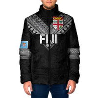 Custom Rugby Fiji Padded Jacket Fijian Masi Tribal Sporty Style Black Color LT03 Men Black - Polynesian Pride