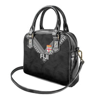 Rugby Fiji Shoulder Handbag Fijian Masi Tribal Sporty Style Black Color LT03 - Polynesian Pride