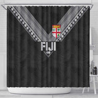 Rugby Fiji Shower Curtain Fijian Masi Tribal Sporty Style Black Color LT03 - Polynesian Pride
