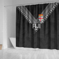 Rugby Fiji Shower Curtain Fijian Masi Tribal Sporty Style Black Color LT03 - Polynesian Pride