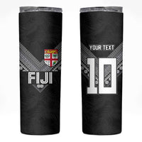 Custom Rugby Fiji Skinny Tumbler Fijian Masi Tribal Sporty Style Black Color LT03 Black - Polynesian Pride