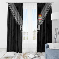 Rugby Fiji Window Curtain Fijian Masi Tribal Sporty Style Black Color LT03 - Polynesian Pride