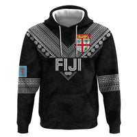 Custom Rugby Fiji Zip Hoodie Fijian Masi Tribal Sporty Style Black Color LT03 Pullover Hoodie Black - Polynesian Pride