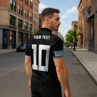 Custom Rugby Fiji Zipper Polo Shirt Fijian Masi Tribal Sporty Style Black Color LT03 - Polynesian Pride