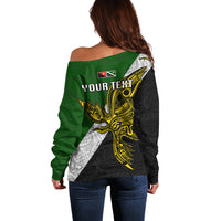 Personalised Papua New Guinea Western Highlands Province Off Shoulder Sweater PNG Birds Of Paradise Polynesian Arty Style LT03 - Polynesian Pride