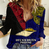 Papua New Guinea West New Britain Province Women Casual Shirt PNG Birds Of Paradise Polynesian Arty Style LT03 Female Blue - Polynesian Pride