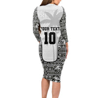 Custom Fiji Pacific Rugby 2024 Long Sleeve Bodycon Dress Tapa Tribal and Fijian Masi Pattern LT03 - Polynesian Pride