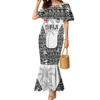 Custom Fiji Pacific Rugby 2024 Mermaid Dress Tapa Tribal and Fijian Masi Pattern LT03 Women White - Polynesian Pride