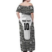 Custom Fiji Pacific Rugby 2024 Off Shoulder Maxi Dress Tapa Tribal and Fijian Masi Pattern LT03 - Polynesian Pride