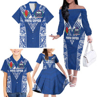 Custom Samoa Pacific Rugby 2024 Family Matching Off The Shoulder Long Sleeve Dress and Hawaiian Shirt Polynesian Pacific Tribal Pattern LT03 - Polynesian Pride