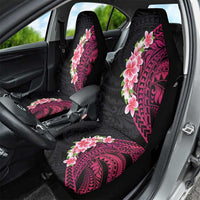 Hawaiian Tropical Plumeria Art Polynesian Tattoo Car Seat Cover Black and Bright Pink Color LT03 - Polynesian Pride
