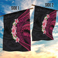 Hawaiian Tropical Plumeria Art Polynesian Tattoo Garden Flag Black and Bright Pink Color LT03 - Polynesian Pride