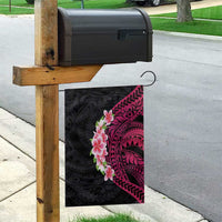 Hawaiian Tropical Plumeria Art Polynesian Tattoo Garden Flag Black and Bright Pink Color LT03 - Polynesian Pride