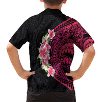 Hawaiian Tropical Plumeria Art Polynesian Tattoo Hawaiian Shirt Black and Bright Pink Color LT03 - Polynesian Pride