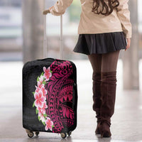 Hawaiian Tropical Plumeria Art Polynesian Tattoo Luggage Cover Black and Bright Pink Color LT03 - Polynesian Pride