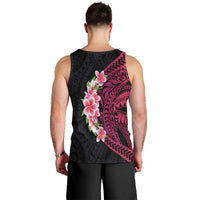 Hawaiian Tropical Plumeria Art Polynesian Tattoo Men Tank Top Black and Bright Pink Color LT03 - Polynesian Pride