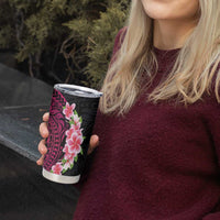 Hawaiian Tropical Plumeria Art Polynesian Tattoo Tumbler Cup Black and Bright Pink Color LT03 - Polynesian Pride