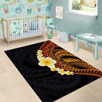 Hawaiian Tropical Plumeria Art Polynesian Tattoo Area Rug Black and Autumn Color Theme LT03 - Polynesian Pride