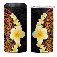Hawaiian Tropical Plumeria Art Polynesian Tattoo 4 in 1 Can Cooler Tumbler Black and Autumn Color Theme LT03 One Size: 16 oz Orange - Polynesian Pride