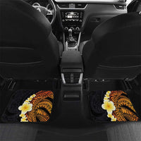 Hawaiian Tropical Plumeria Art Polynesian Tattoo Car Mats Black and Autumn Color Theme LT03 Set 2pcs - Back Orange - Polynesian Pride