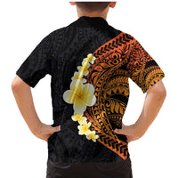 Hawaiian Tropical Plumeria Art Polynesian Tattoo Family Matching Mermaid Dress and Hawaiian Shirt Black and Autumn Color Theme LT03 - Polynesian Pride
