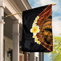 Hawaiian Tropical Plumeria Art Polynesian Tattoo Garden Flag Black and Autumn Color Theme LT03 House Flag Orange - Polynesian Pride