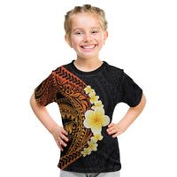 Hawaiian Tropical Plumeria Art Polynesian Tattoo Kid T Shirt Black and Autumn Color Theme LT03 Orange - Polynesian Pride