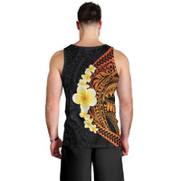 Hawaiian Tropical Plumeria Art Polynesian Tattoo Men Tank Top Black and Autumn Color Theme LT03 - Polynesian Pride