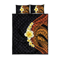 Hawaiian Tropical Plumeria Art Polynesian Tattoo Quilt Bed Set Black and Autumn Color Theme LT03 - Polynesian Pride