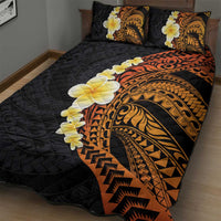 Hawaiian Tropical Plumeria Art Polynesian Tattoo Quilt Bed Set Black and Autumn Color Theme LT03 - Polynesian Pride