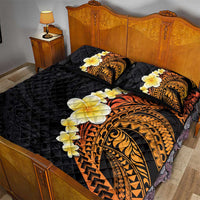 Hawaiian Tropical Plumeria Art Polynesian Tattoo Quilt Bed Set Black and Autumn Color Theme LT03 - Polynesian Pride