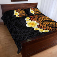 Hawaiian Tropical Plumeria Art Polynesian Tattoo Quilt Bed Set Black and Autumn Color Theme LT03 - Polynesian Pride
