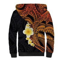 Hawaiian Tropical Plumeria Art Polynesian Tattoo Sherpa Hoodie Black and Autumn Color Theme LT03 - Polynesian Pride