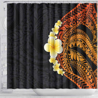 Hawaiian Tropical Plumeria Art Polynesian Tattoo Shower Curtain Black and Autumn Color Theme LT03 - Polynesian Pride