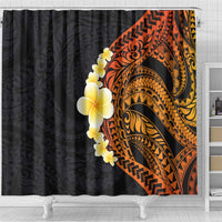 Hawaiian Tropical Plumeria Art Polynesian Tattoo Shower Curtain Black and Autumn Color Theme LT03 - Polynesian Pride